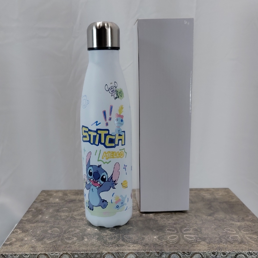 stainless steel water bottle Stitch Hello White color